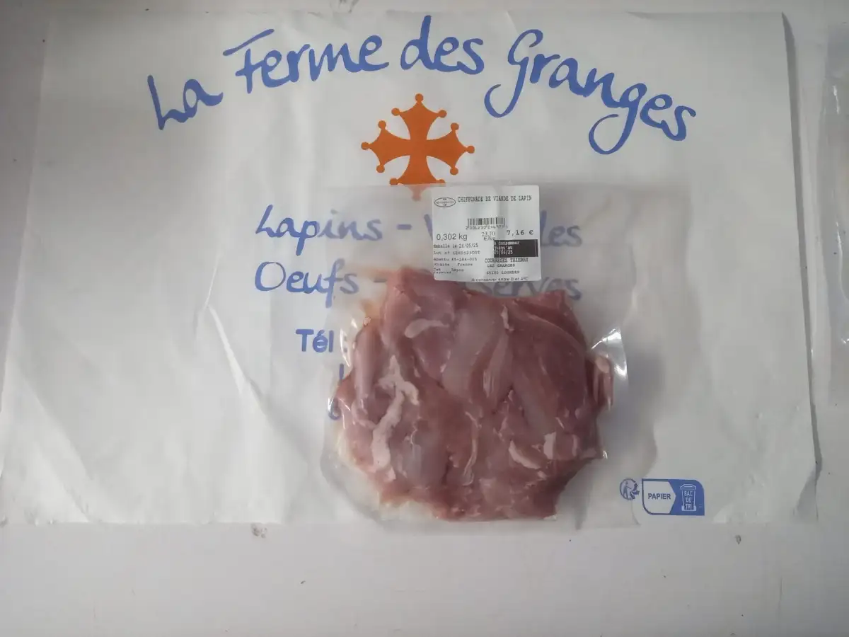 Chiffonnade de viande de lapin en poche sous vide 300gr
